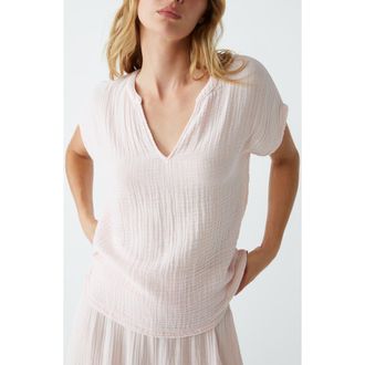 Michael Stars Naomi Split Neck Gauze Top in Lychee at Nordstrom, Size X-Small
