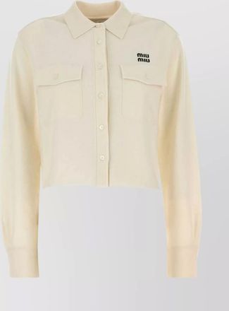 Miu Miu cashmere boxy long-sleeve knitted shirt