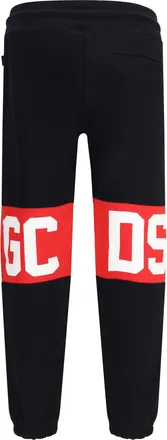 GCDS Mens Brushed Cotton Sweatpants Black-Red Pant Black/red Trousers
