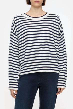 Closed Striped Crewneck Long Sleeve Top In Ivory