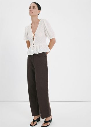 Mango Blusa ricamo floreale fiocchi bianco sporco - Donna - XXS - MANGO