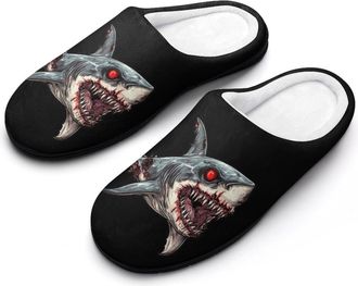 Generic Zombie Shark Slippers Men Winter Warm Cotton Anti-Slip Indoor Slip-Ons House Shoes