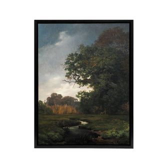 Artery8 Landscape With Gray Weather Lundbye Black Framed Canvas Wall Art Print | Size: W24 x H32