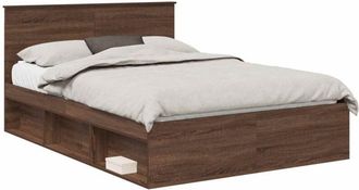 vidaXL Bed Frame with Headboard Brown Oak 140 x 190 cm Solid Pine Wood vidaXL