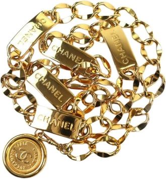 Chanel Pre-owned Vintage Kettingriem - Dames - Vintage Accessoires - Geel - ONE Size - Vintage