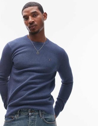 Tommy Hilfiger essential crew neck sweater in blue