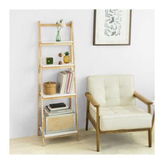 SoBuy 4 Tiers Folding Ladder Wall Shelf,Storage Display Rack Unit, FRG162-N - Sobuy