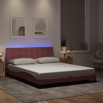 vidaXL Estructura De Cama Con Luces Led Terciopelo Rosa 160x200 Cm Vidaxl