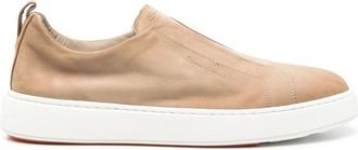 Santoni Nubuck Slip-on Sneaker - male - Santoni - Sneakers - Beige - 9 1/2 UK - Shoes