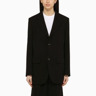 Ami Black Single Breasted Jacket In Wool