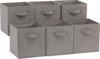 OEM Caja De Almacenamiento Plegable De Tela Con Asa, Resistente, Gris, 28 &times; 28 &times; 28 Cm, Juego De 6