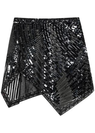 Pucci Sequin-embellished Asymmetric Tulle Mini Skirt - Black - 42 (UK10 / S)