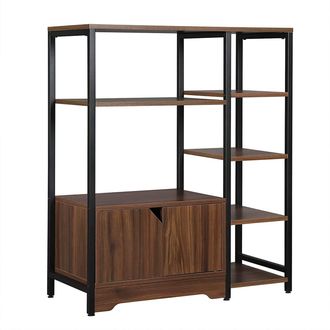 Woltu Woltu Libreria Moderna Design 80 X 35 X 97 Cm Scaffale Portaoggetti Per Libri Cd Faggio Scuro