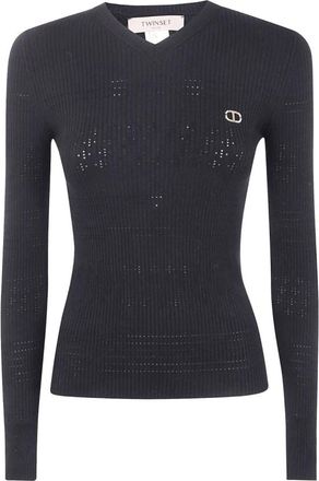 Twinset Zwart Sweater Set - Dames - V-hals truien - Zwart - L - Truien & Vesten