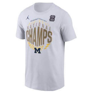 Nike Jordan Mens Michigan (Team) Jordan College T-Shirt in White | M11332P457FFMI-WHT