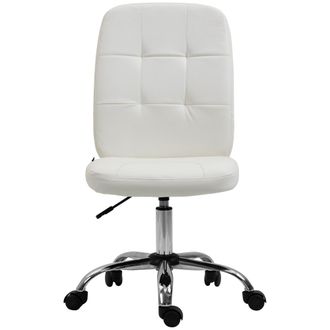 Vinsetto Curved Back Home Office Chair With Adjustable Height - White/Pink - Pink | TJ Hughes White