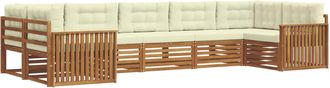 vidaXL Conjunto De Sof&aacute;s De Exterior 7 Uds. Natural Y Crema Vidaxl