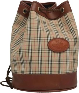 Burberry Pre-owned Bucket Bags, female, Beige, Size: ONE SIZE Pre-owned Vintage Canvas Bucket Bag