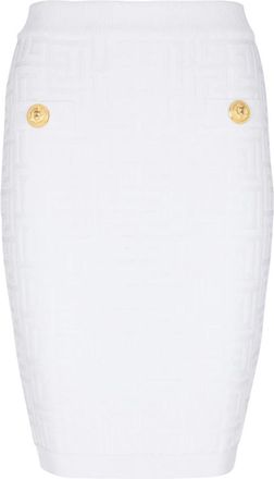 Balmain Monogram gebreide rok - Dames - Korte rokken - Wit - S - Rokken