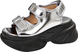 Generic Foreign Trade Plus Size High Heels Cool Slippers Spring And Summer New Styles Thick On Slippers For Women Toe Ring Sandals for Women Heel (Silver, 6.5