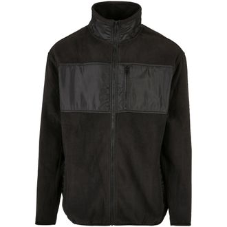 Urban Classics Microfleece Jas met contrasterend paneel voor heren (Zwart)