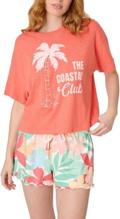 PJ Salvage Coastal Club Short Sleeve Graphic T-Shirt in Hot Coral at Nordstrom, Size X-Large