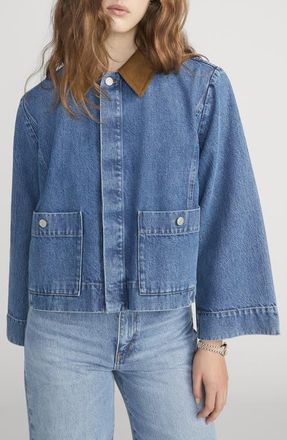 Frame Denim The Crop Denim Swing Jacket in Sonic at Nordstrom, Size X-Small