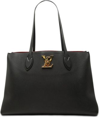 Louis Vuitton Black Leather Handbag Tote Bag (Pre-Owned)
