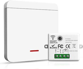 OEM Interruptor Inal&aacute;mbrico De 433 Mhz: 1 Interruptor Y 1 Receptor De 10 A, F&aacute;cil Instalaci&oacute;n, Interruptor De Radio Inal&aacute;mbrico Sin Bater&iacute;a, Control Remot