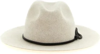 Brunello Cucinelli Accessoires, Dames, Beige, M, Felt Fedora met Monili