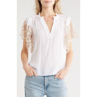 Ramy Brook Esti Embroidered Sleeve Top in Ivory at Nordstrom Rack, Size Xx-Small