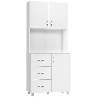 HOMCOM Alacena de cocina 80x39.5x183.5 cm blanco