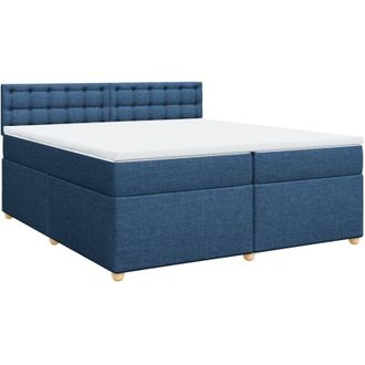 vidaXL Vidaxl - Cama Box Spring Con Colch&oacute;n Tela Azul 200x200 Cm