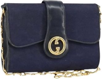 Gucci Pre-owned Cross Body Bags, female, Blue, Size: ONE SIZE Pre-owned Canvas Cross Body Bag