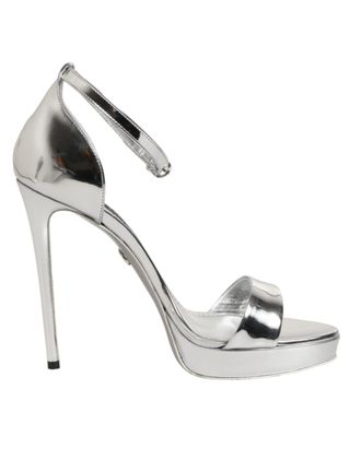 Dolce & Gabbana Silver Leather Platform Keira Sandals Womens Shoes