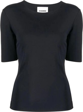 Jil Sander T-shirt met ronde hals en korte mouwen - Dames - T-shirts - Blauw - 2XS - Tops