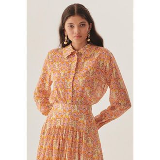Exquise Eloise Collar Floral Shirt in Multi Color at Nordstrom, Size X-Large