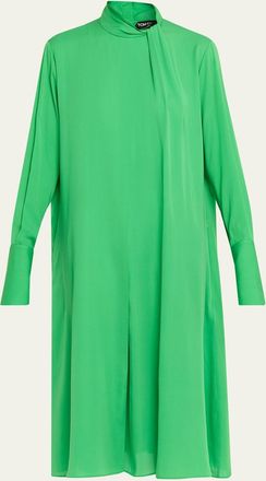 Tom Ford Washed Silk Georgette Belted Midi Dress