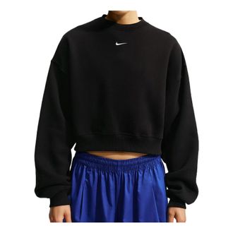 Nike (WMNS) Nike Studio Fleece Medium Weight Oversized Cropped Crew Total Black Sail IM8497-001