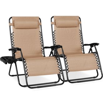 Best Choice Products Set of 2 Extra Wide Zero Gravity Lounge Chair Recliners w/ Cup Holder