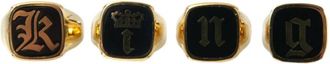 Dolce & Gabbana Gouden Messing Emaille Set van 4 Ringen - Heren - Ringen - Geel - ONE Size - Accessoires