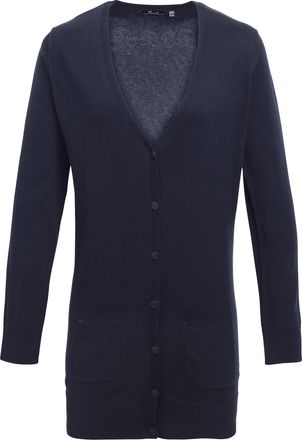 Premier Dames/Dames Longline V Hals Gebreid Vest (Marine)