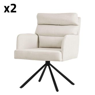 ML Design Sillas de comedor giratorias, set de 2, beige, de poli&eacute;ster