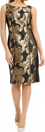Joseph Ribkoff Floral Sleeveless Sheath Dress In Black/bronze