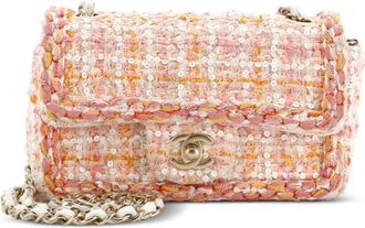 Chanel Classic Single Flap Bag Braided Quilted Tweed with Sequins Mini shoulder bag - Veelkleurig