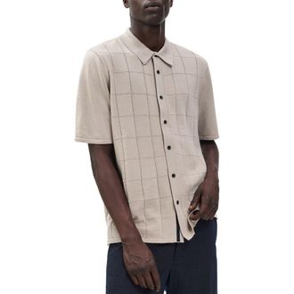 Rag & Bone Dalton Wool Blend Short Sleeve Knit Button-Up Shirt in Tan at Nordstrom Rack, Size Large