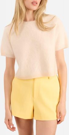 Cami NYC Eugeny Short Sleeve Cashmere Sweater in Macadamia at Nordstrom, Size Xx-Small
