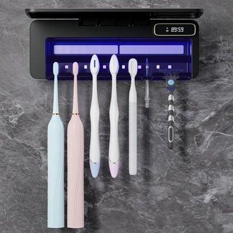 No Brand Esterilizador De Cepillos De Dientes Uv Con 5 Soportes Para Cepillos Y 1 Ranura - Montaje En Pared Con Funciones De Secado Y Temporizador - 2000 Mah