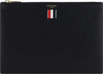 Thom Browne small leather clutch - unisex - Calf Leather - OS - Black