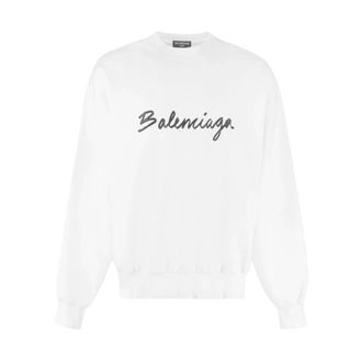 Balenciaga Hoodies & sweatvesten, Heren, Wit, S, Katoen, Sweatshirts